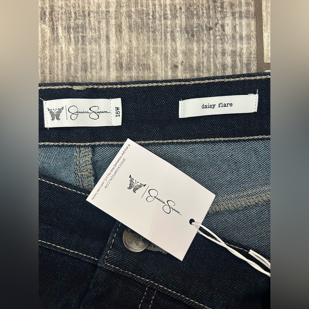Jessica Simpson Dark Blue Daisy Flare Jeans 18w NWT - Picture 7 of 11